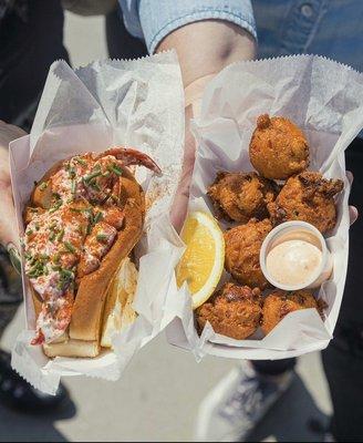 Classic roll with lobster hushpuppies