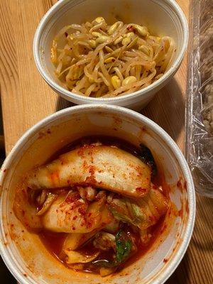 Kimchi and bean sprouts