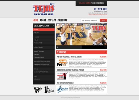 Large Junior Olympics Volleyball Club Web Design