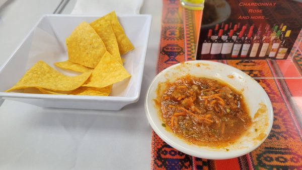 Chips and unique Peruvian salsa.