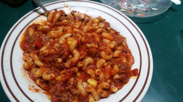 I ordered the special, goulash & it came with a salad. Very filling & seasoned nicely. Their menu on their website needs to be updated.