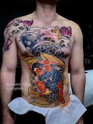 Japanese tattoo. Irezumi. Koi Japanese tattoo. Japanese tattoo Brooklyn NY