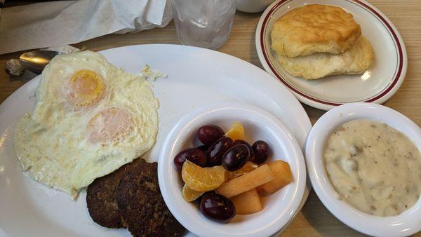 Platter breakfast, super customizable, added gravy