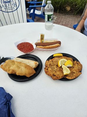 Grouper Dog & Hot Dog & Conch Fritter