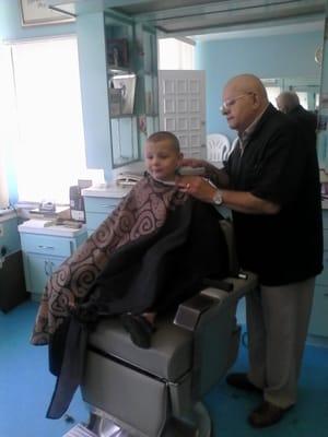 Daniels first time at the barbers! He thought it was great!