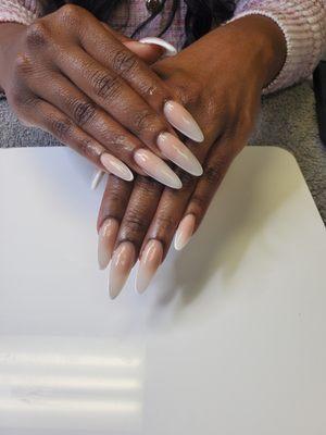 nude + white acrylic full set