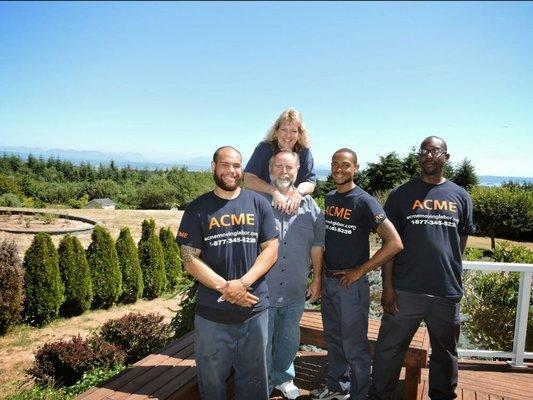 Crew with Happy Customers. Stanwood, Washington. ACME Moving Labor.