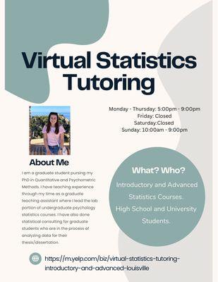 Virtual Statistics Tutoring - Introductory and Advanced