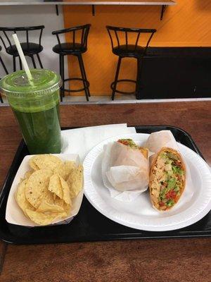 Green Smoothie Combo with Salmon Wrap