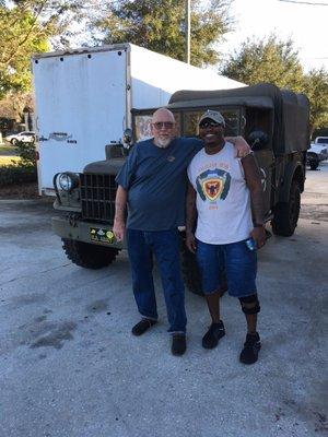 Old Vietnam Army Vet, young Iraq Marine Vet,  & Rosie... best-ever replacement for my H-D.  Hooah & Hoorah!