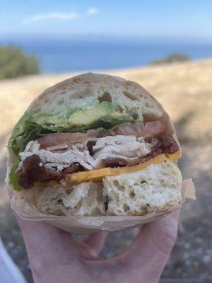 Turkey with bacon and avocado sando