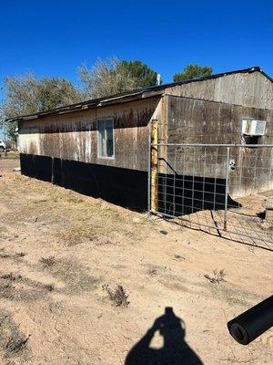 Before metal roof and siding