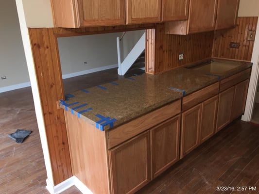 Restoration of old countertop with new laminate installation