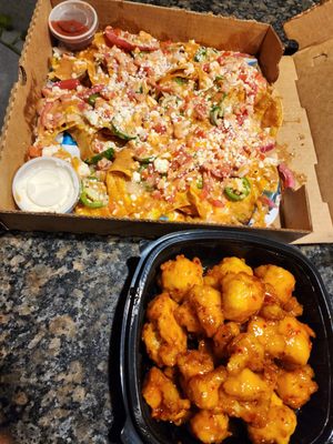 Nachos and cauliflower wings