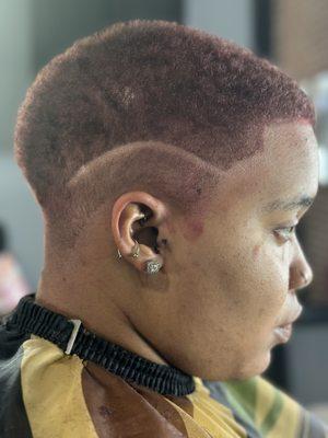 Female low fade by barber shop black