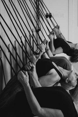 Our rope wall is unique to Iyengar yoga and helps students get more deeply into poses