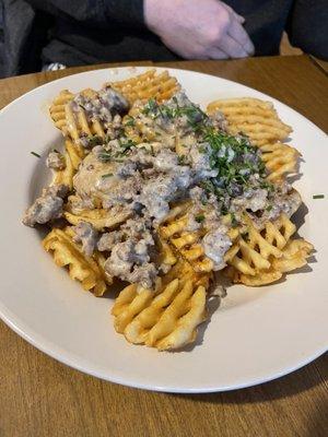 Georgia Poutine - Sausage gravy over waffle fries