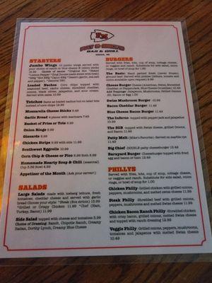 PAT AND MIKES MENU