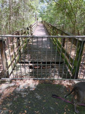 Boardwalk is CLOSED.  Disappointed to find the riverfront boardwalk is closed after walking so far to find it like this.