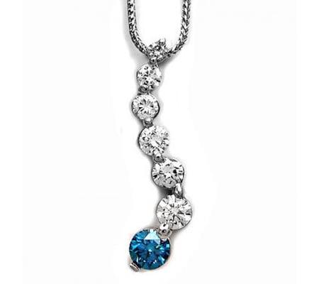 14k white gold diamond journey pendant.  White diamonds with one blue diamond featured at the end of the JOURNEY!  #Special