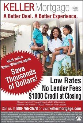 Ask how to buy a home with $0 in lender fees & a $1,000 credit at closing!