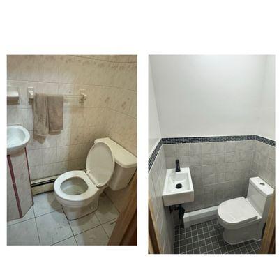 Before & after half bath.