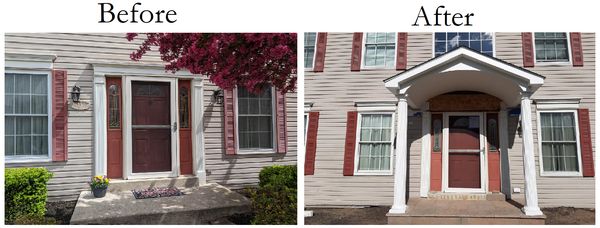 Here is the before and after picture of a portico that we built.