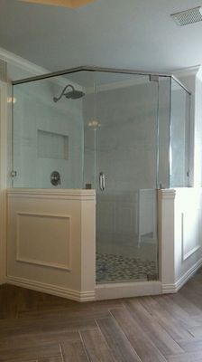 Frameless Shower with Header .. Installed Today. Another Happy Customer!