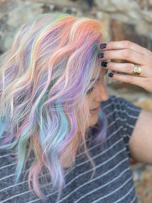 Rainbow fantasy hair color by Justine