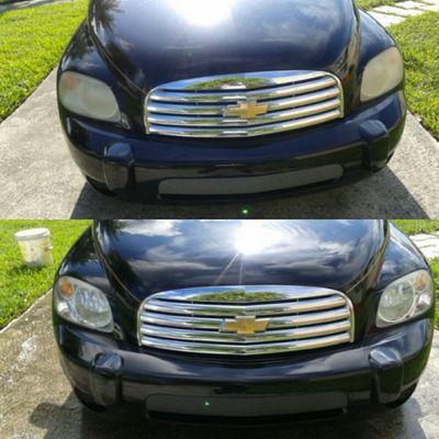 Before and after Headlight Restoration