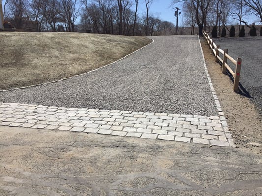 Cobblestone driveway with  stones