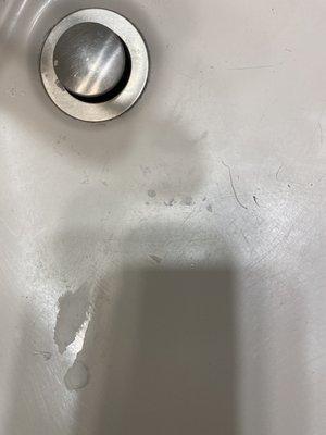 Toothpaste and hair in sink at Chateau suites Norristown PA