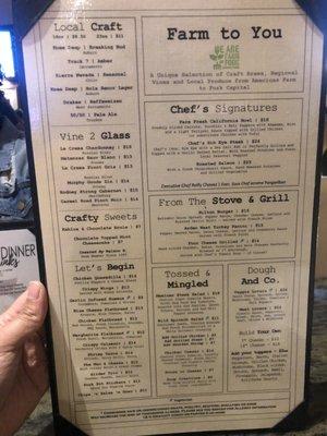 Menu as of 08/01/19