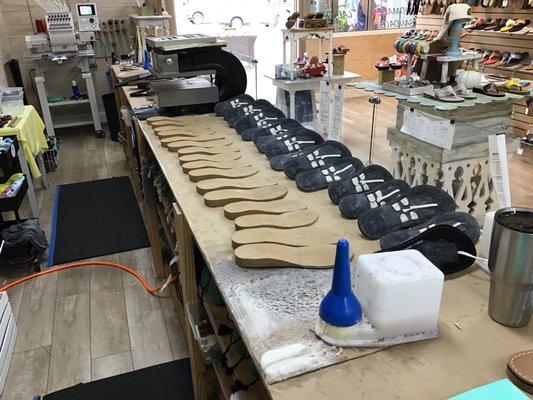 Southern Soles being made with wedge soles