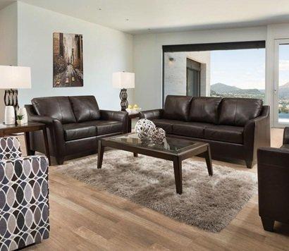 SOFA SET ESPRESSO TOP GRAIN LEATHER MATCH.