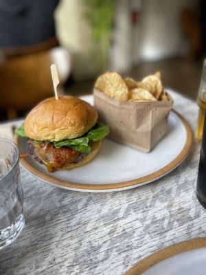 Burger and chips