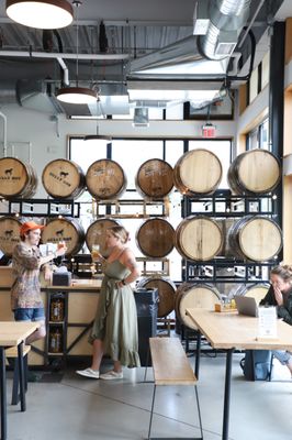 A selection of barrel-aging beers in the CX downstairs taproom.