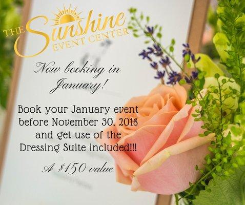 Visit us at www.thesunshineeventcenter.com to see available dates!