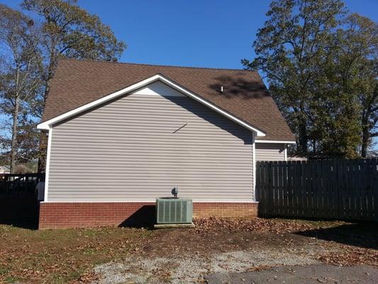 Grey siding hung