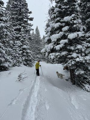 Cross country is my favorite kind of skiing! See that mountain goat next to me?