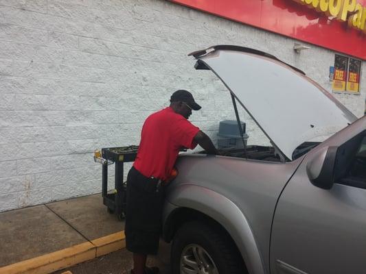 Charles installing my battery!