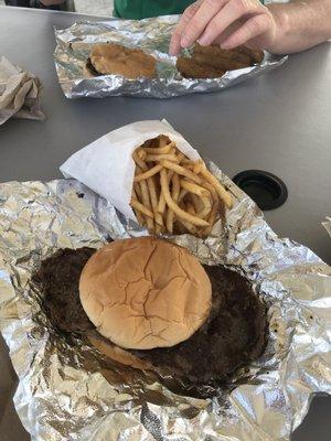 Ribeye sandwich plain. Really good fries!