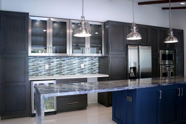 Kitchen Remodeling with Blue Granite Countertop