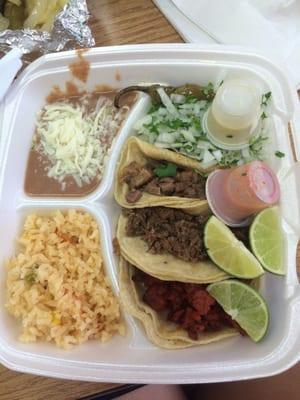 Taco plate w trompo, fajita, and lengua