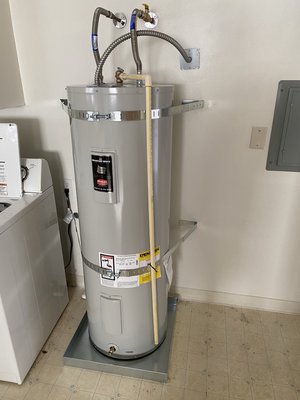 Electric water heater install.