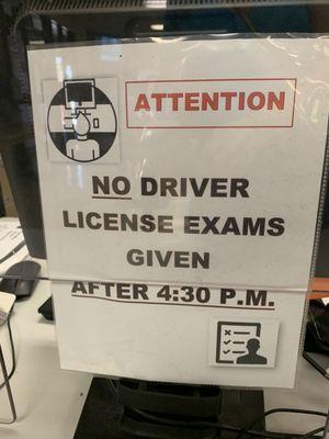 Get here early for a driving test!