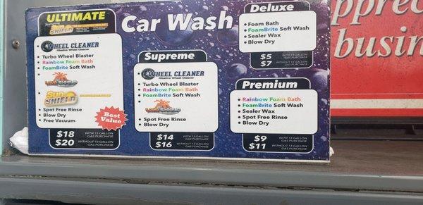 The 5 inch menu above the pump... Prompted my conversation before entering car wash.