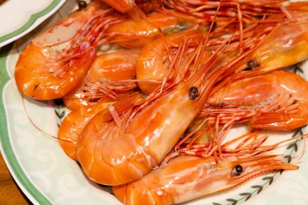 live shrimp, boiled at home