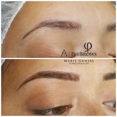 Before and after  .... covering up old faded microblading