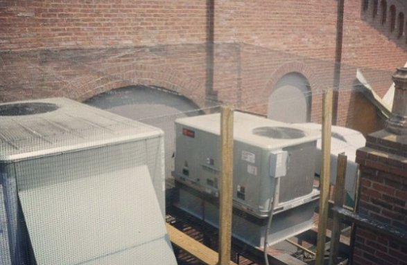 Pigeon Netting over Large AC Units.